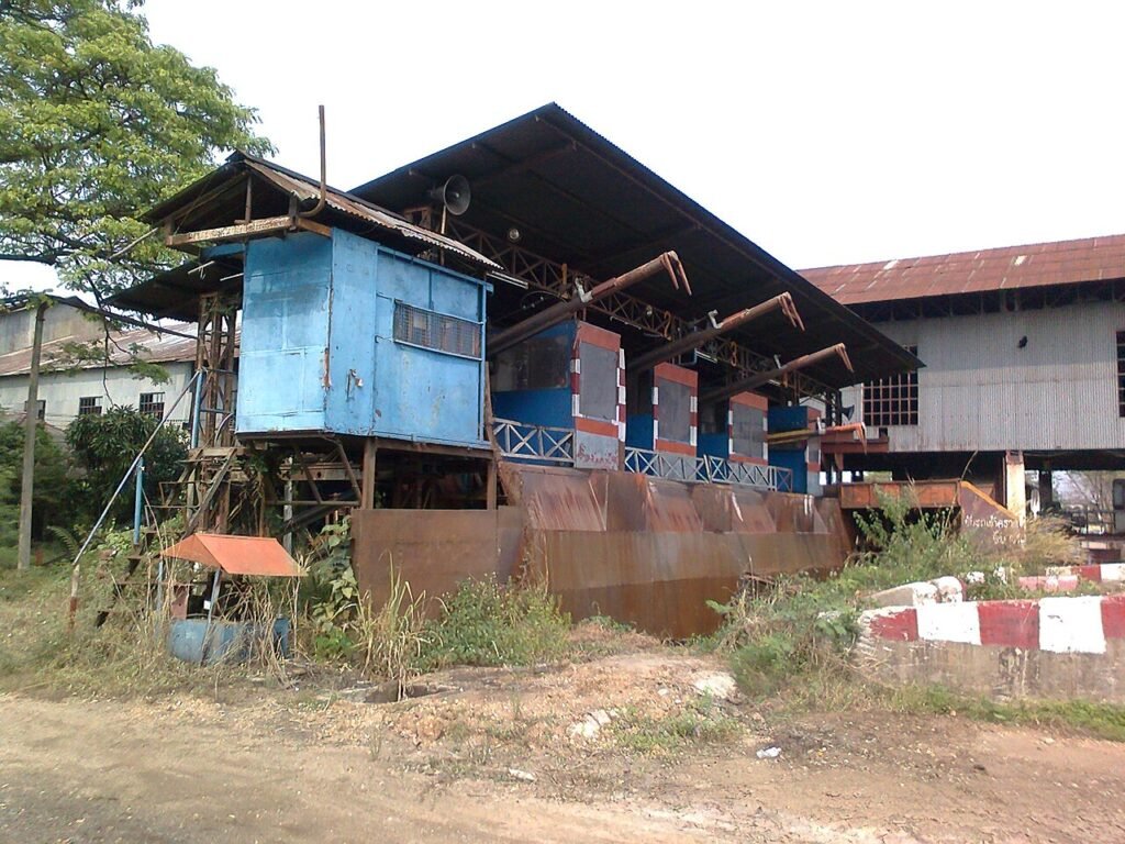 cane reception at a Thai sugar mill during the crush