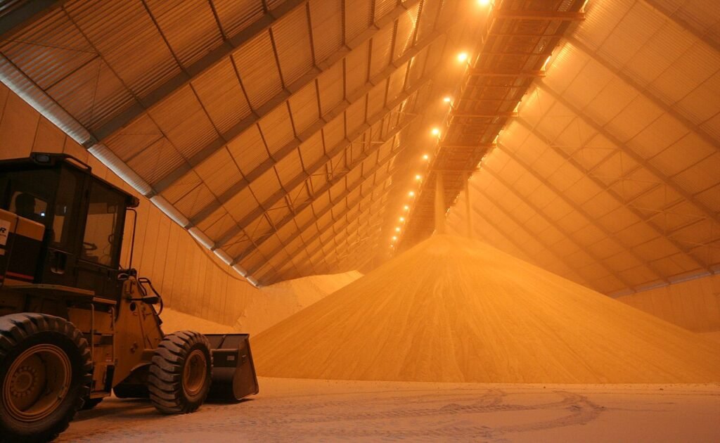 VHP sugar being loaded at a bulk sugar export terminal